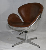 Aviator Vintage Distressed Leather Swan Chair-mityhome- mityhome