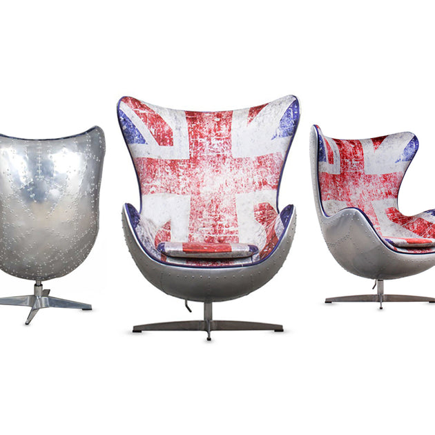 Arne style Aviator Union Jack Swivel Egg Chair MITYHOME.COM