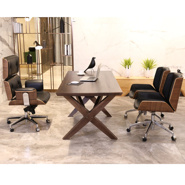 Eames Style Office Chair, Black Leather-mityhome- mityhome
