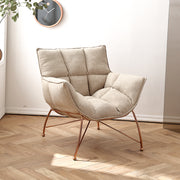D31 Accent Chair, Brown/ White Fabric Leather-mityhome-White- mityhome