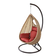 O12 Outdoor Rattan Hanging Egg Chair, Beige Cushion-mityhome- mityhome