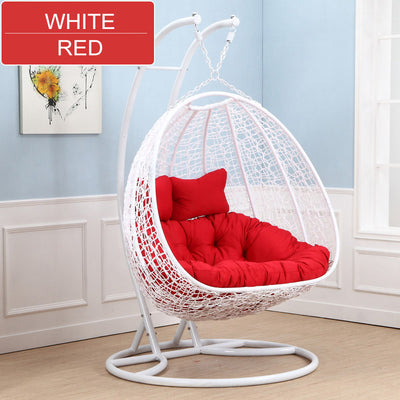 O359 Double Seater Hanging Egg Chair, White/ Red Cushion-mityhome- mityhome