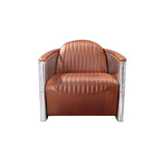 Vintage Aviator Pilot Sofa Armchair, Black/Brown Real Leather-mityhome- mityhome
