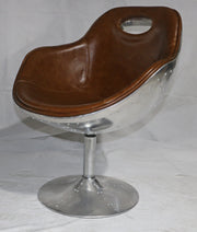Aviator Swivel Dining Chair Bar Chair Brown Real Leather-mityhome- mityhome