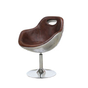 Aviator Swivel Dining Chair Bar Chair Brown Real Leather-mityhome- mityhome