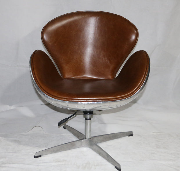Aviator Vintage Distressed Leather Swan Chair-mityhome- mityhome