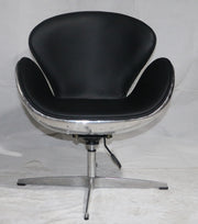 Aviator Swan Chair, Black Genuine leather, Aluminum-mityhome- mityhome
