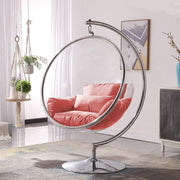 Hanging Bubble Acrylic Chair Red Interior, Indoor/ Outdoor Furniture-mityhome- mityhome
