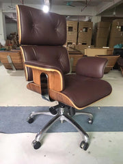 Designer Office Chair, Black Leather