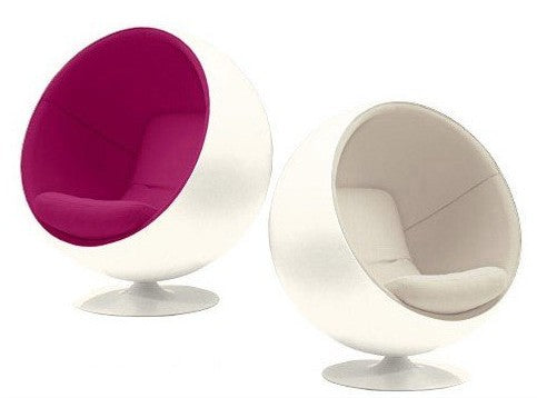 Eero Aarnio Style Ball Chair Red Velvet And White Shell-mityhome- mityhome