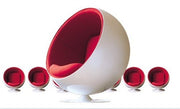Eero Aarnio Style Ball Chair Red Velvet And White Shell-mityhome- mityhome