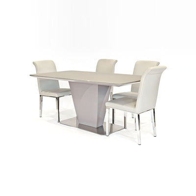 Glass Dining Table Set-mityhome-With 4 Beige Seater- mityhome