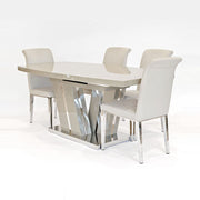 D834 Gold Dinning Table Set-mityhome-With 4 Beige Seater- mityhome