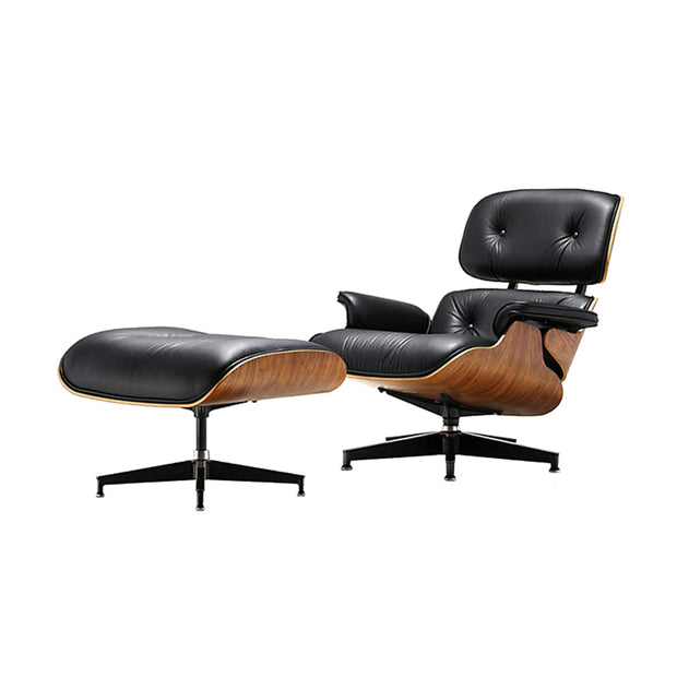 Eames Style Lounge Chair And Ottoman, 100% Real Leather, Black Or White-mityhome- mityhome