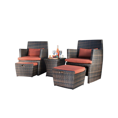 GO103 Outdoor Rattan Two Armchairs, Two Ottomans And A Table-mityhome- mityhome